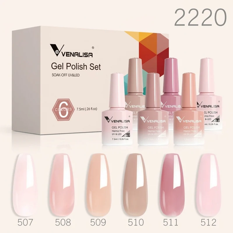 Coffret Vernis Semi-Permanent Venalisa, 6 Teintes